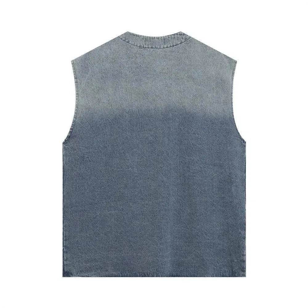 Hanging Dye Gradient Denim Vest Men