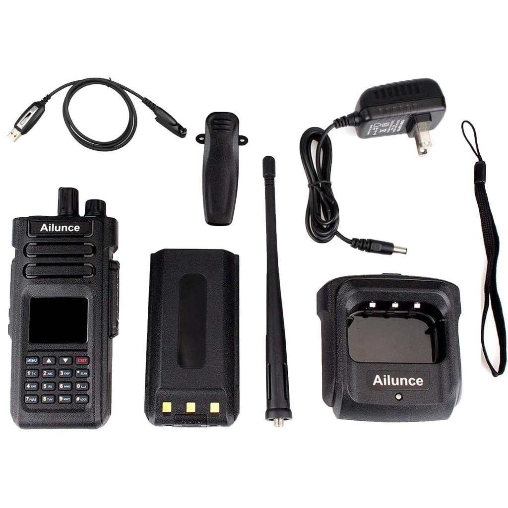 Ailunce hd1 dmr radio dual band, ip67 waterproof digital analog two way radio with usb programming cable
