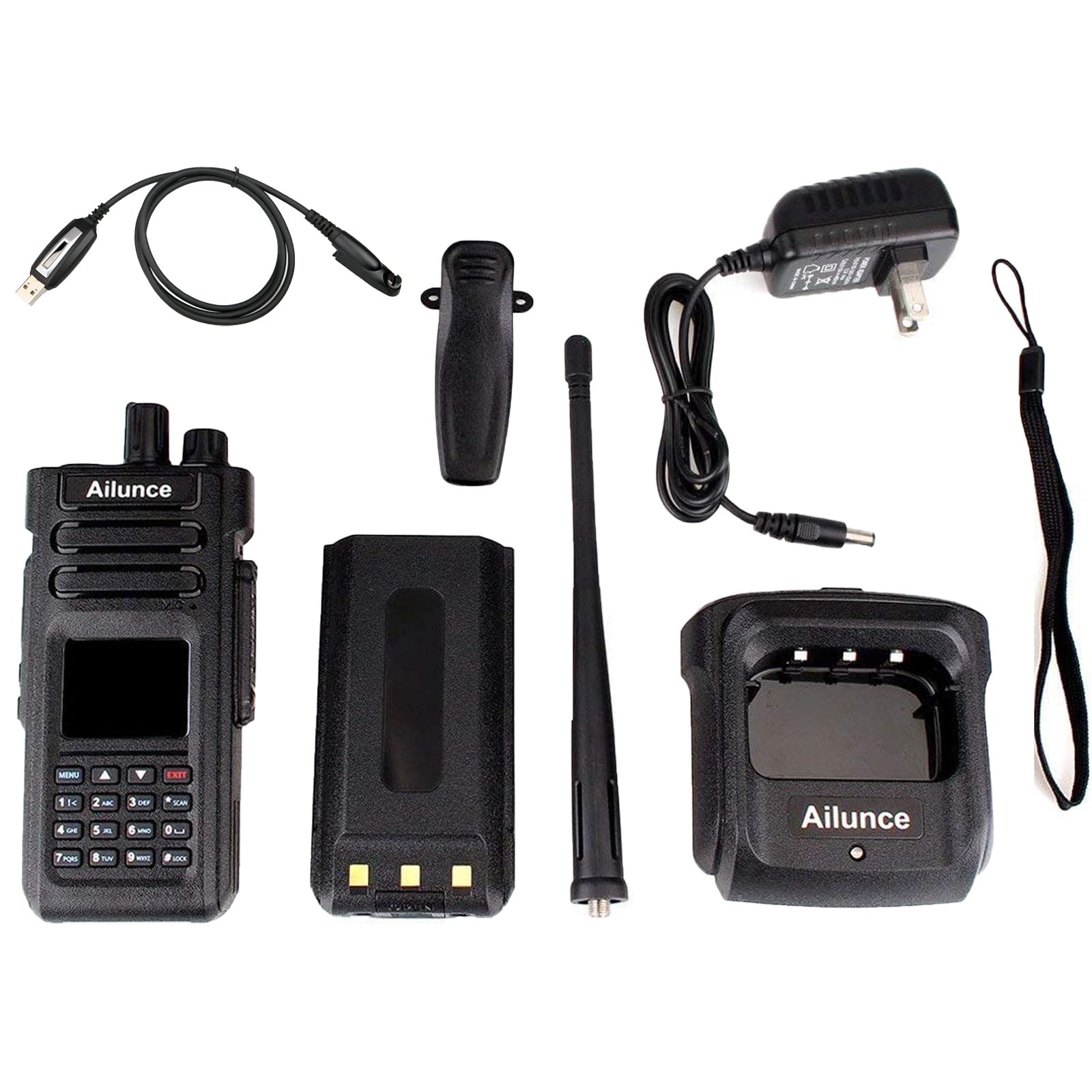 Ailunce hd1 dmr radio dual band, ip67 waterproof digital analog two way radio with usb programming cable