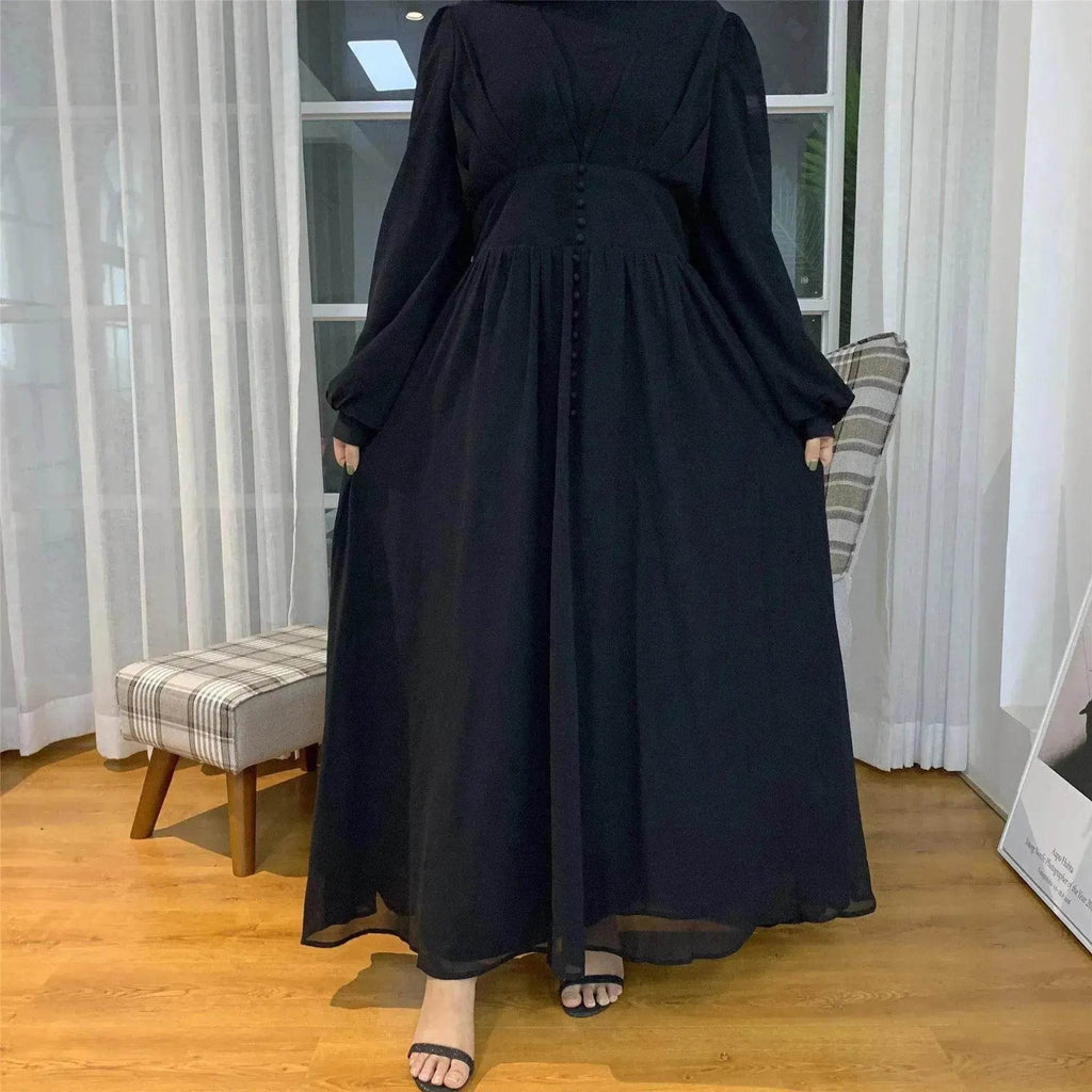 High-density Double Chiffon Simple Fashion And Elegant Abaya Dress for Arab Dubai Turkey Middle Eastern Women.