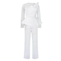 Long Sleeve Mesh Splicing Beads Banquet Plus Size Jumpsuit