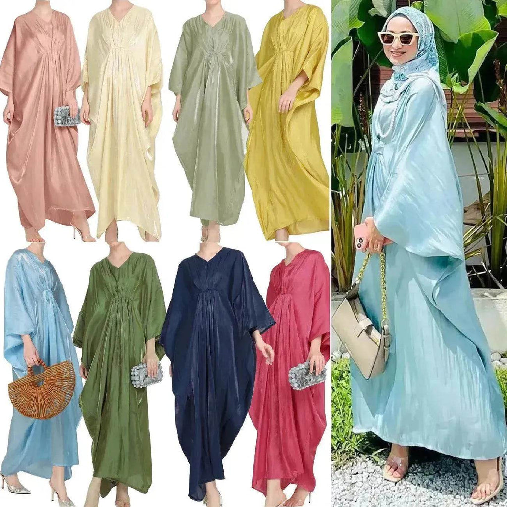 Loose Batwing Long Sleeve Abaya Dress for Arab Dubai Turkey Middle East Women
