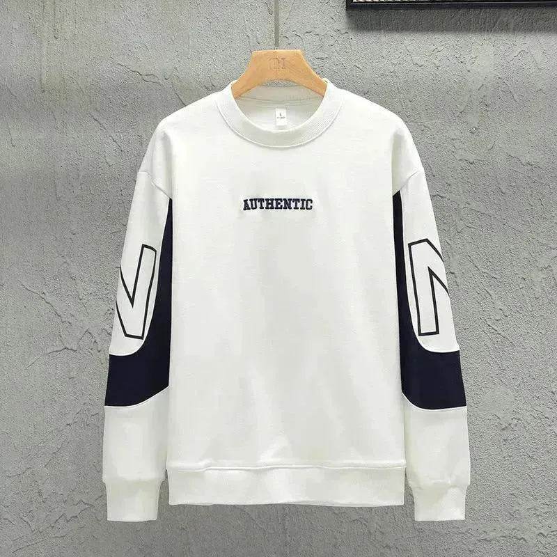 Loose Color Matching Round Neck Long Sleeve T-shirt Casual Top