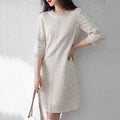 Loose Temperament Hollow-out Three-quarter Sleeve Straight Skirt
