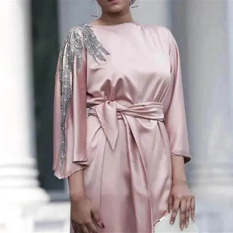 Loriya Exquisite Embroidery Sleeve Cardigan Women's Dress Evening Party Cocktail Party Dress