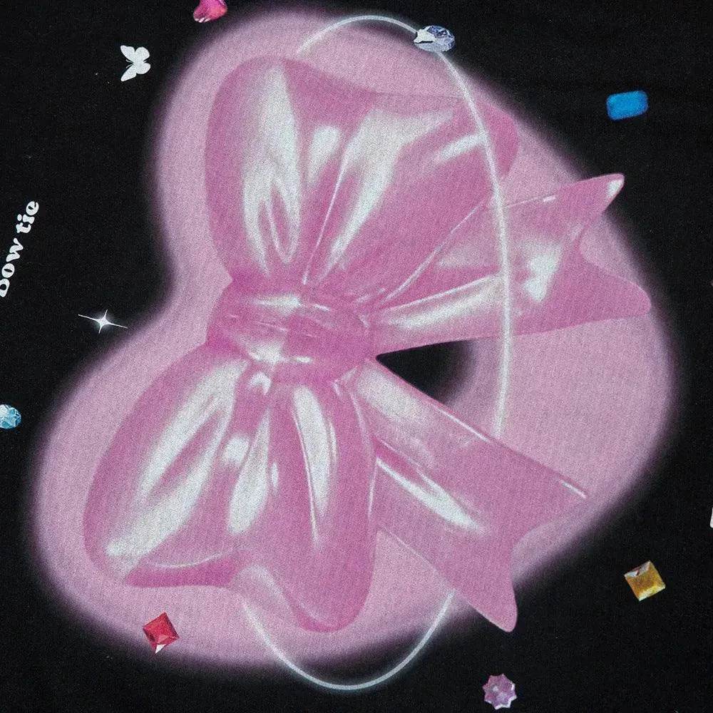 Love Heart Bow Tie Printed Short Sleeve