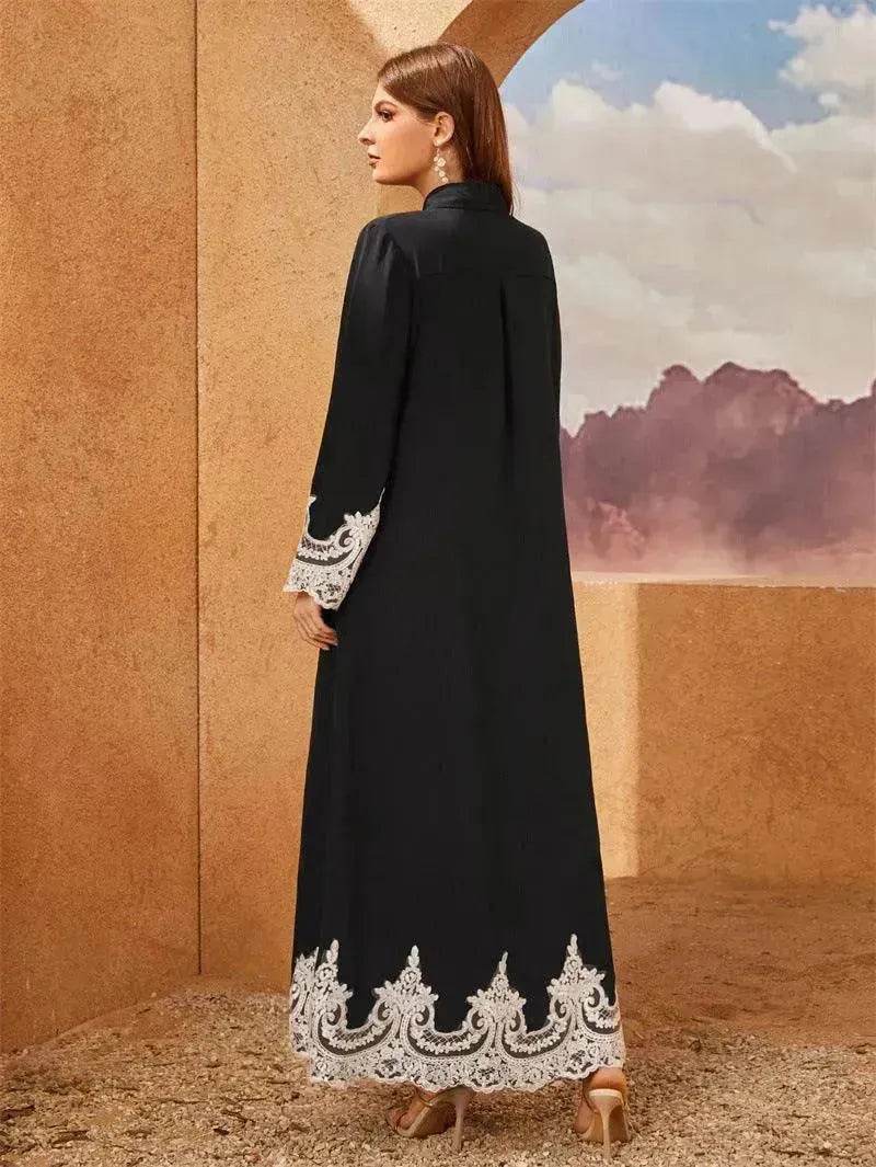 Luxurious Embroidered Blouse Lace Cardigan Dress for Beautiful Arab Dubai Turkey Middle Eastern Women