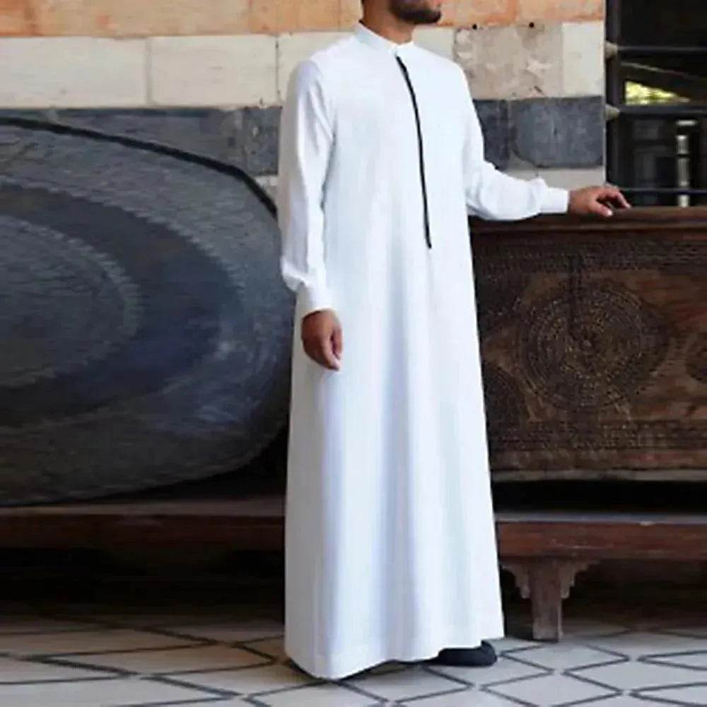 Fashionable and Elegant Men's Fashion Casual White Button Down Arab  Robe Moroccan Men's Jalabiya