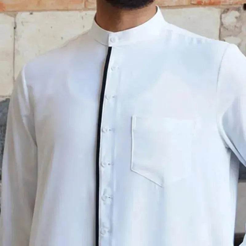 Fashionable and Elegant Men's Fashion Casual White Button Down Arab  Robe Moroccan Men's Jalabiya