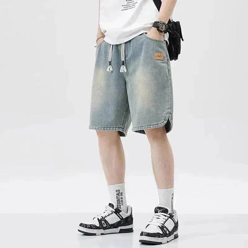 Men's Loose Casual Starry Sky Pattern Denim Shorts