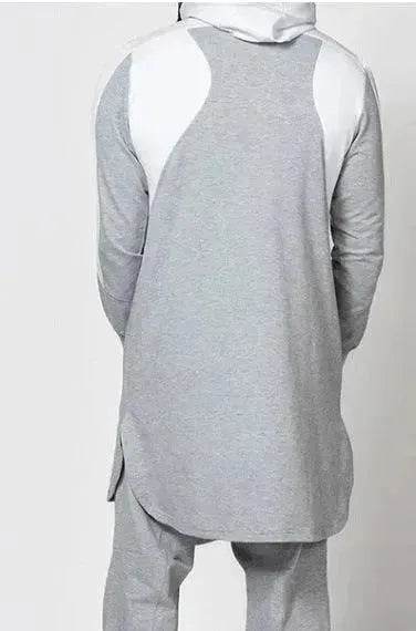 Fashionable and Elegant Mens Colorblock Robe Arab  Zip Pocket Sweatshirt Moroccan Men's Jalabiya
