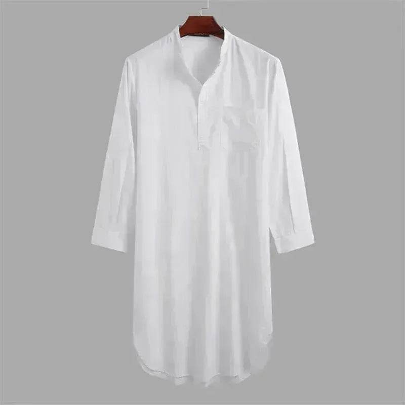 Fashionable and Elegant Middle Eastern Arab  Stand Collar Robe Moroccan Men's Jalabiya