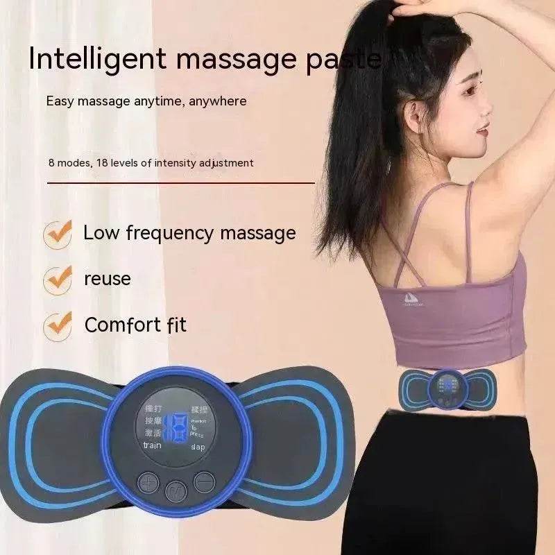 Mini EMS Electrotherapy Massager – Smart LCD Butterfly Pad for Cervical Spine, Waist & Back Relief
