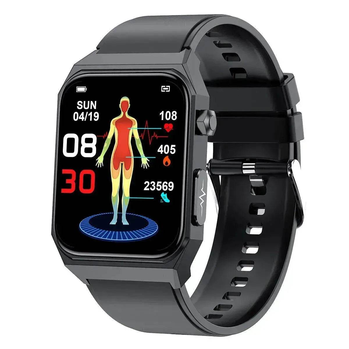 E530 Blood Glucose Smart Watch with ECG – Heart Rate, Blood Pressure, Blood Oxygen & Body Temperature Monitor