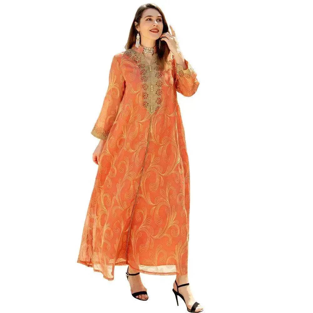 Embroidered party Wedding Maxi Dress for Muslim Middle East Turkey Women.