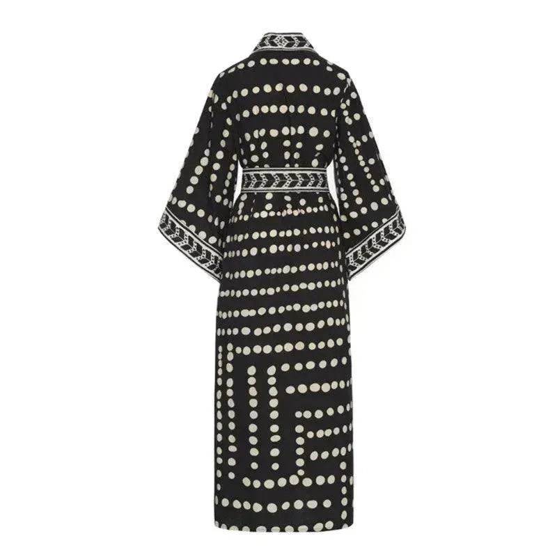 New Sunscreen Printed Long Sleeve Cardigan Bohemian Beach Dress
