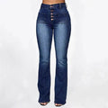 Plus Size High Waist Denim Trousers for Women | Patch Pocket Washed Jeans