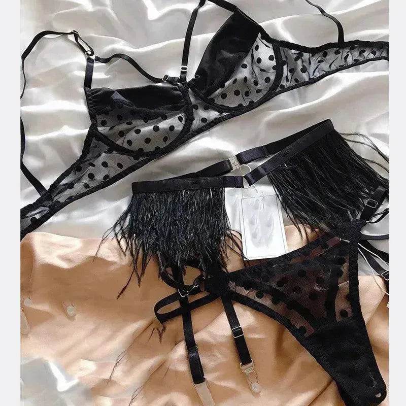 Polka dot mesh lingerie