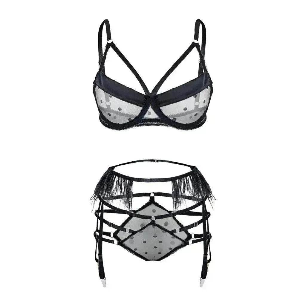 Polka dot mesh lingerie
