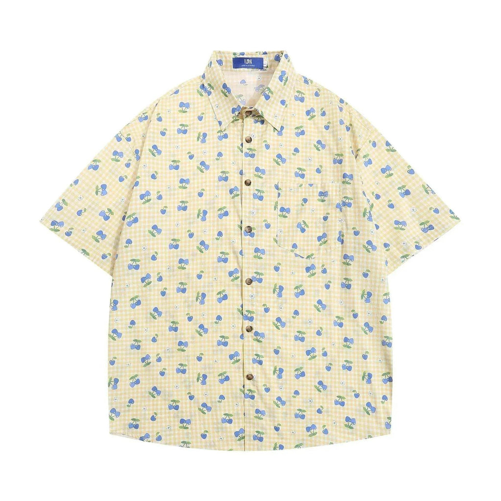 Printed Small Cherry Short-sleeved Shirt