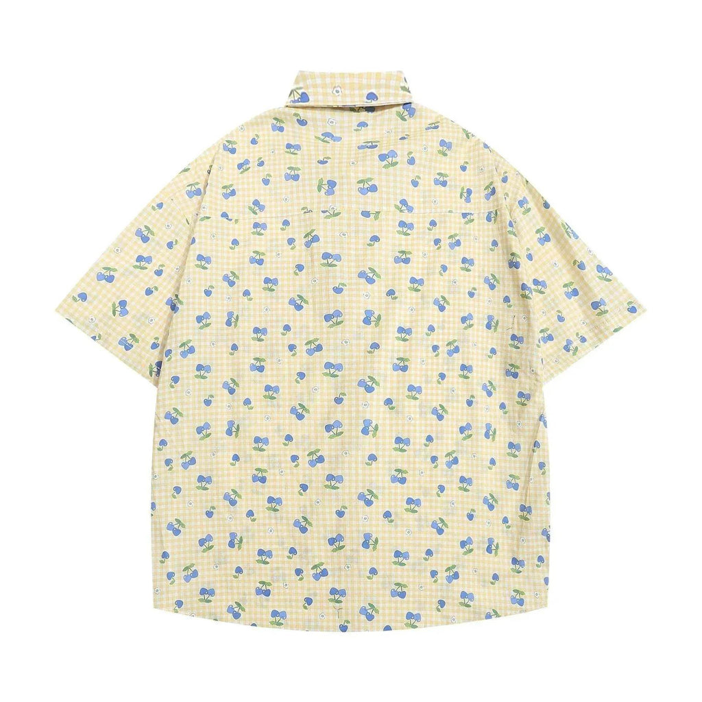 Printed Small Cherry Short-sleeved Shirt