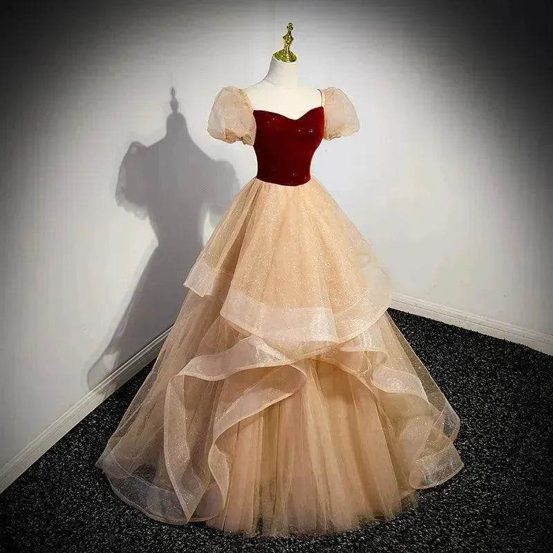 Red Wedding Dress French Princess Pettiskirt Gown