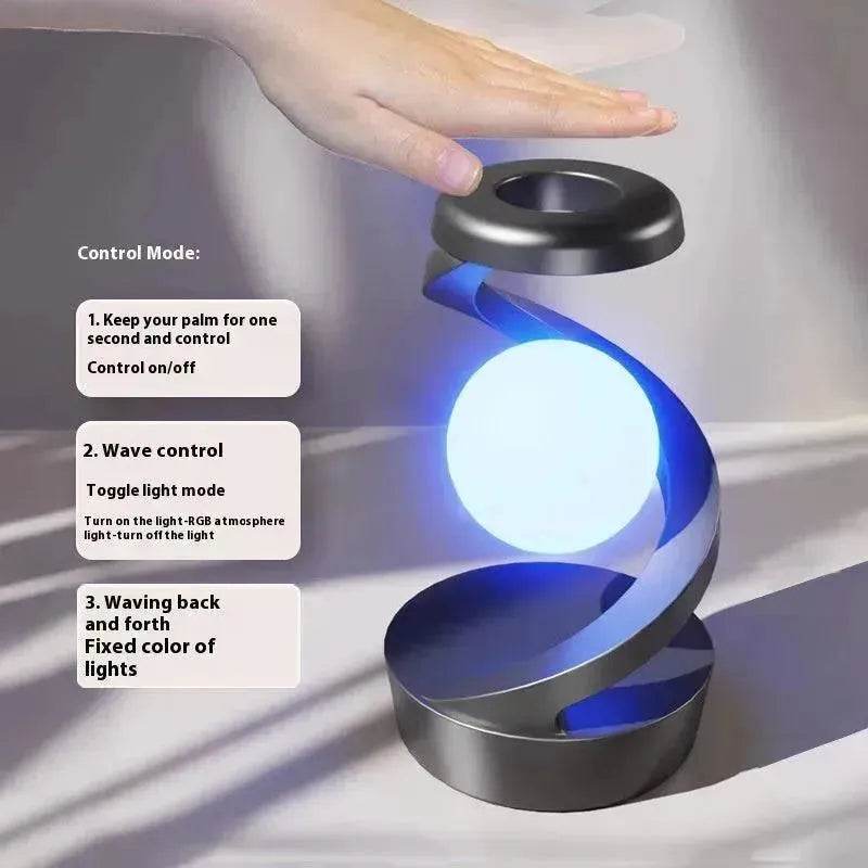 Rotating Moon Desk Night Light Wireless Phone Charging LED Night Light Decorative Desktop Night Lamp Motion Sensor Night Light