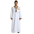 Fashionable and Elegant Round Neck Stitching Long-Sleeved Arab  Hui Robe Male Moroccan Men's Jalabiya