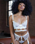 Lace Eyelash Trim Lingerie Set with Garter Belt