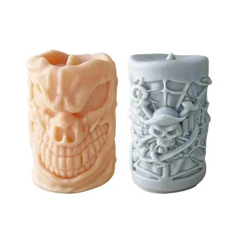Skull Ornament Cylindrical Scented Candle Mould