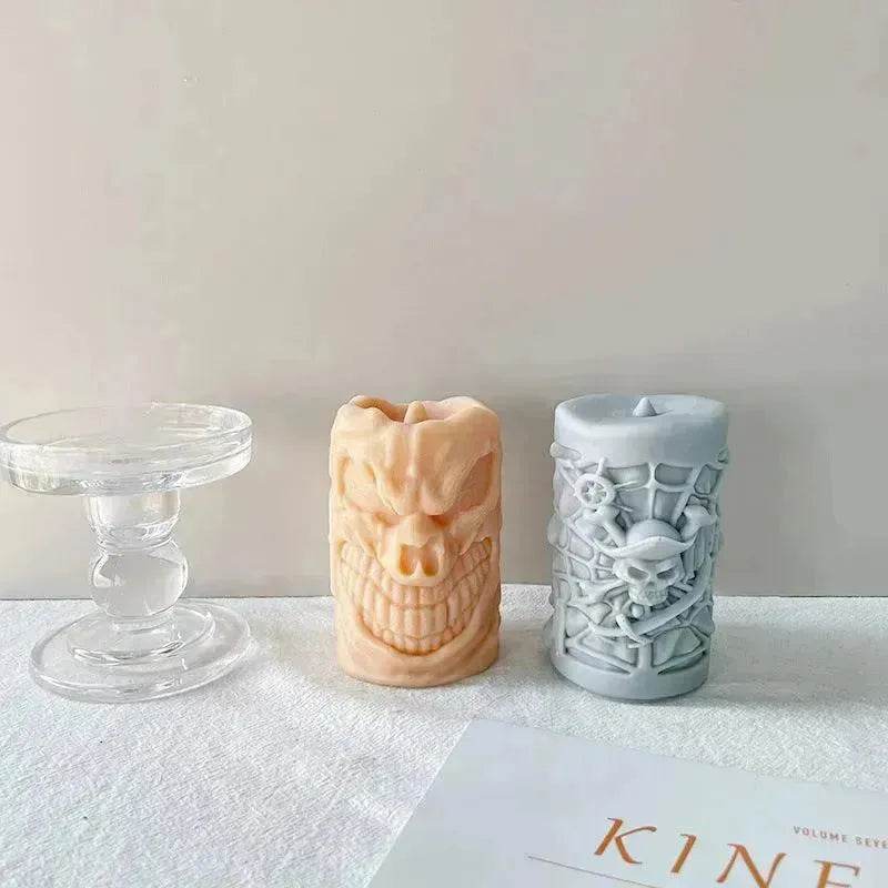 Skull Ornament Cylindrical Scented Candle Mould