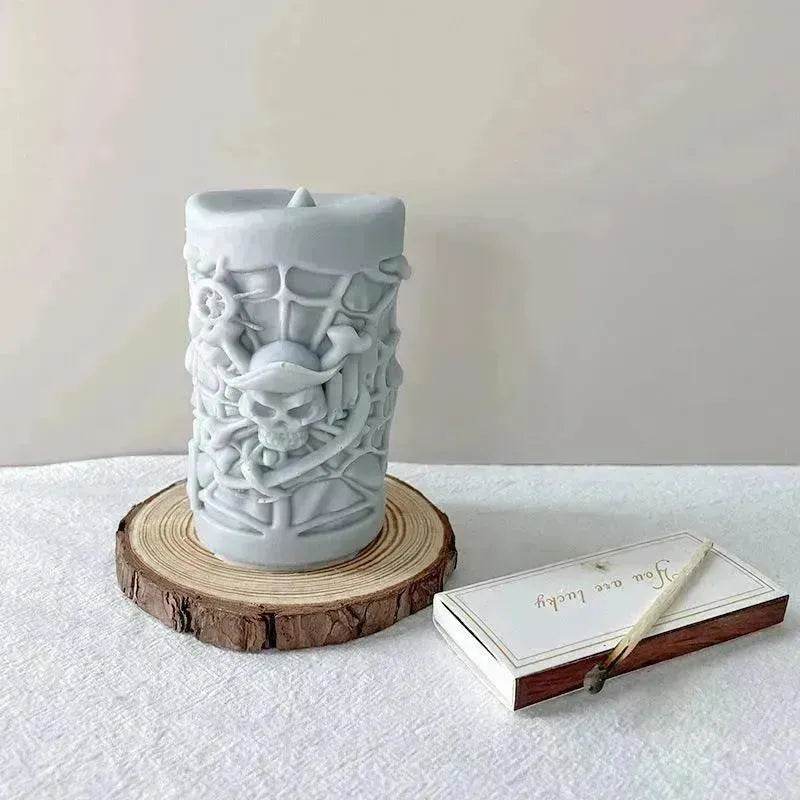 Skull Ornament Cylindrical Scented Candle Mould