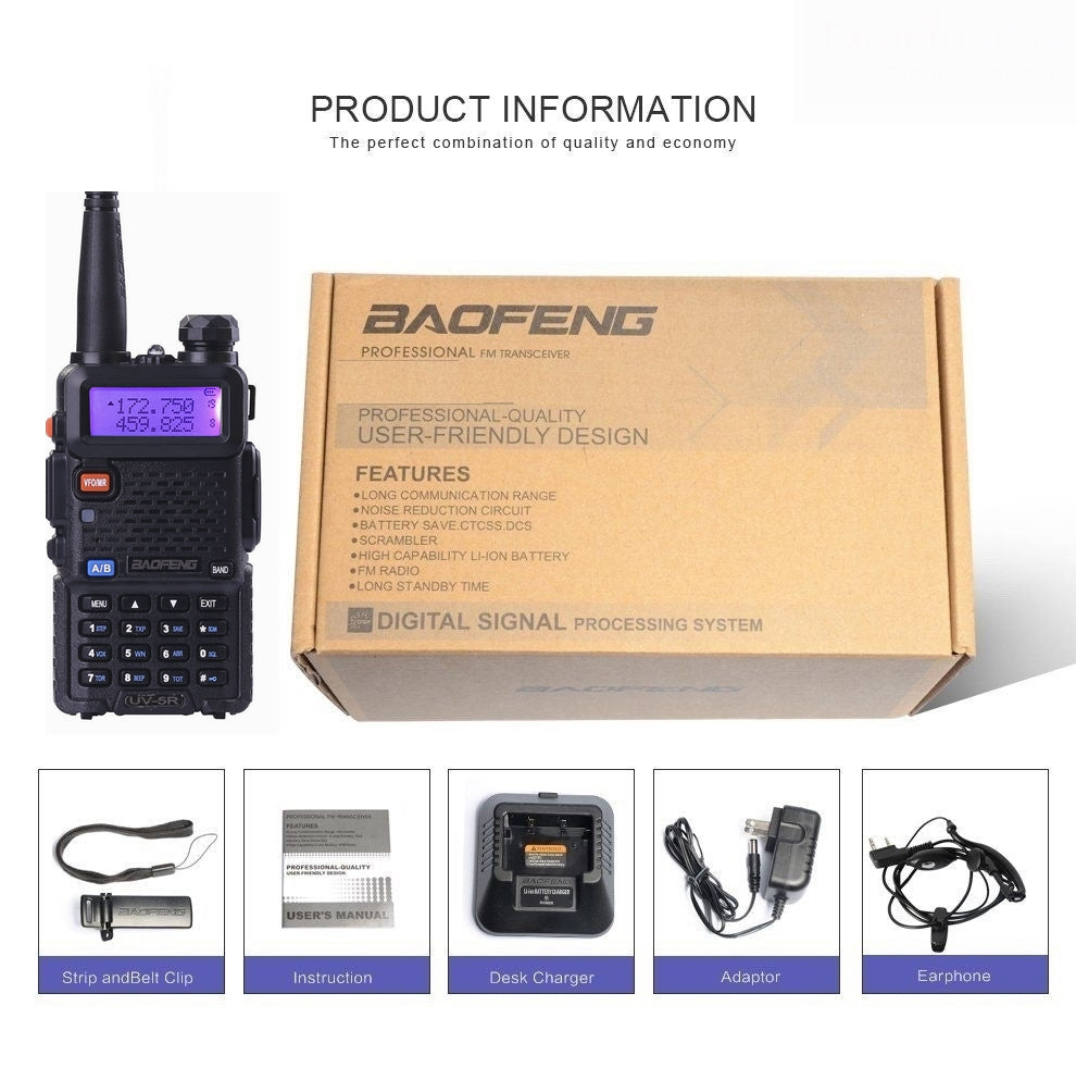 Baofeng UV5R 8w vhf/uhf dual band radio transceiver