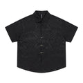 Solid Color Jacquard Floral Short Sleeve Shirt