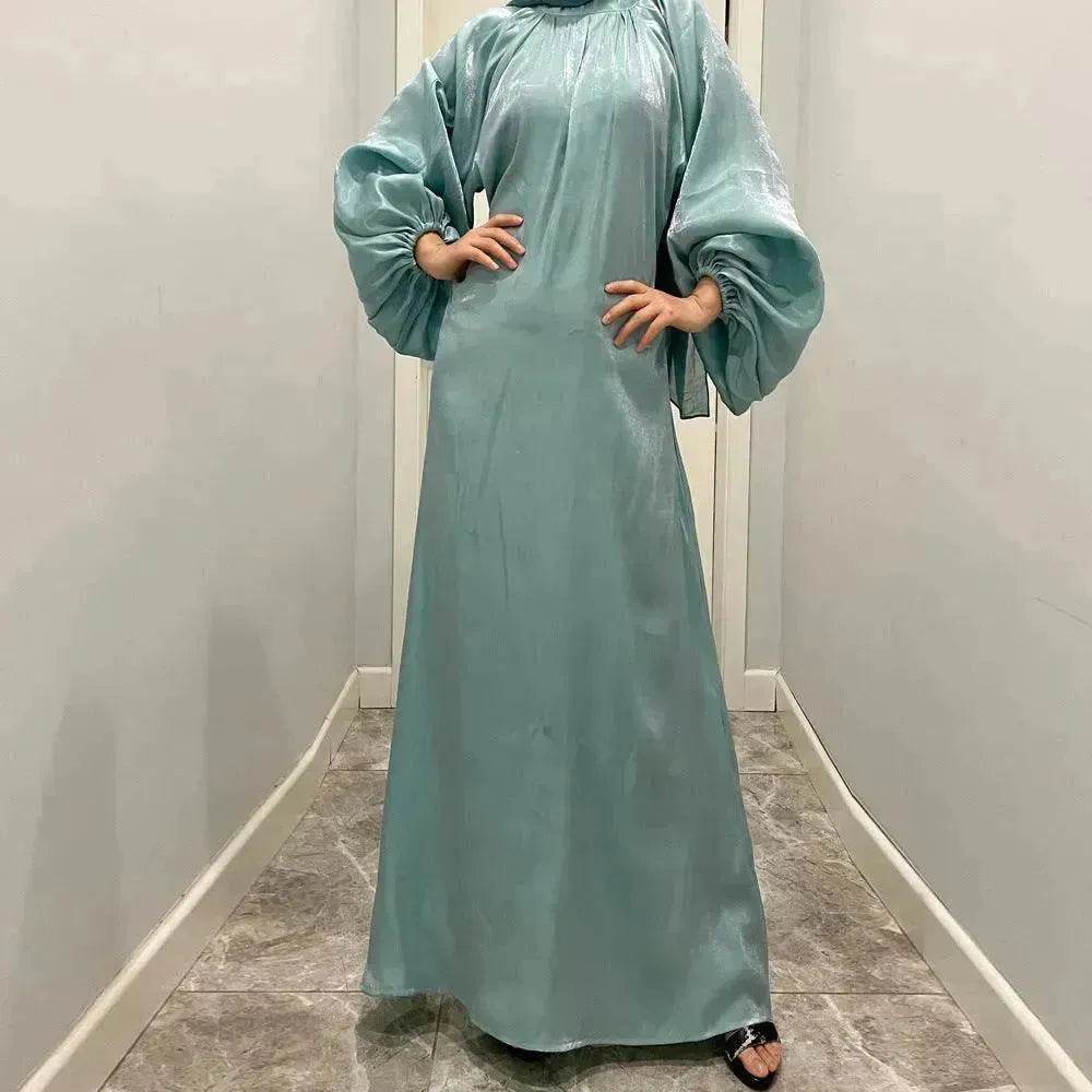 Solid Color Long Sleeve Abaya Dress for Middle East Arab Dubai Turkey Women