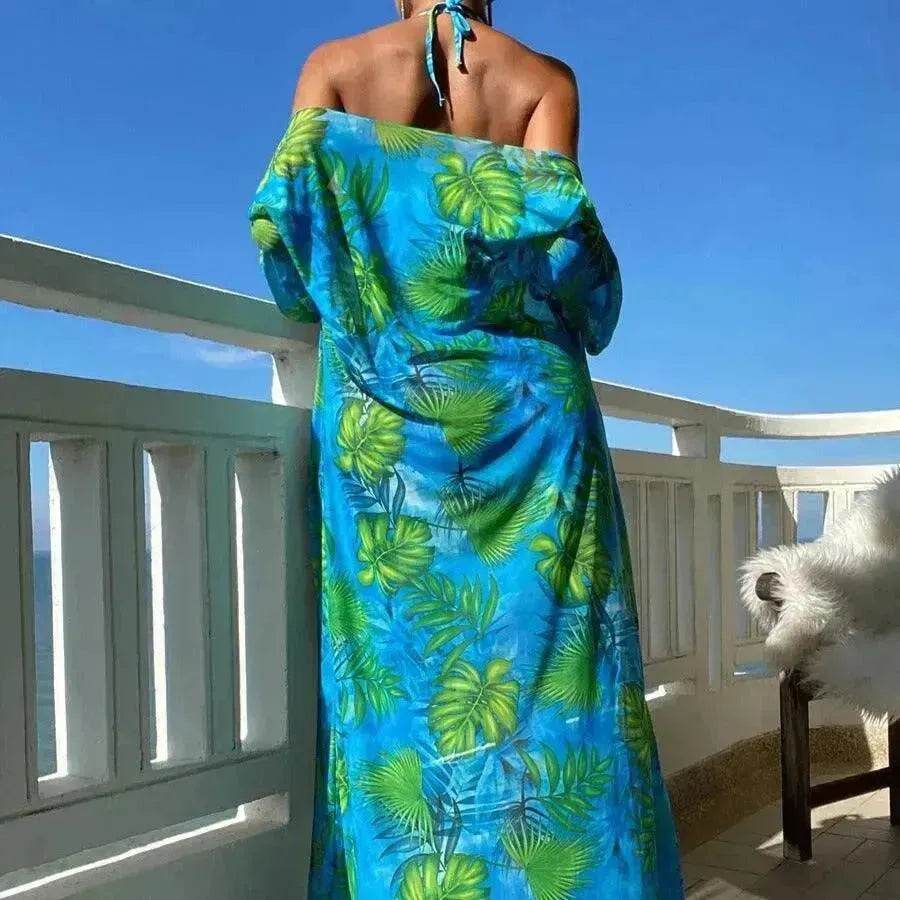 Split Long Sleeve Ins Blouse Banded Bikini