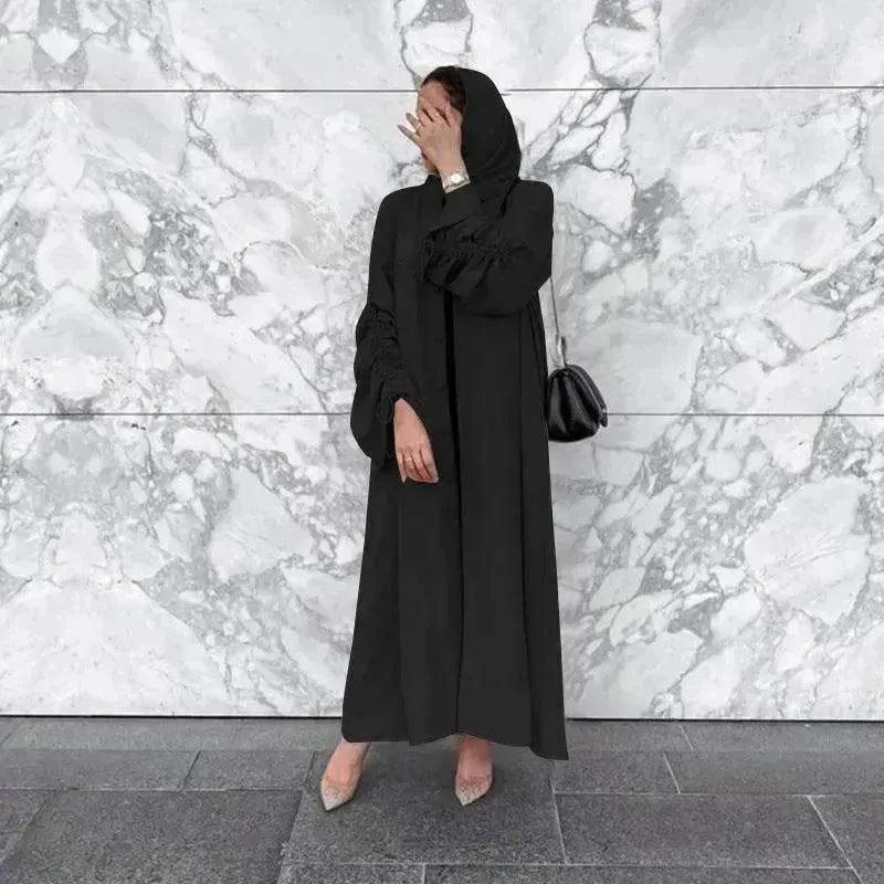 Muslim Dubai Middle East Arab Turkey Stitching Sleeved  Abaya Jacket Dress