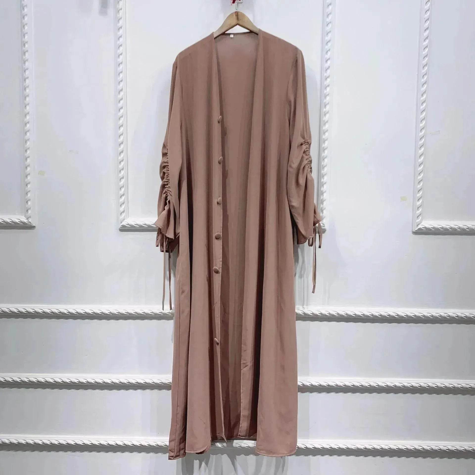 Muslim Dubai Middle East Arab Turkey Stitching Sleeved  Abaya Jacket Dress