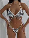 Swimsuit Sequined Costume Charming Backless Party Bikini