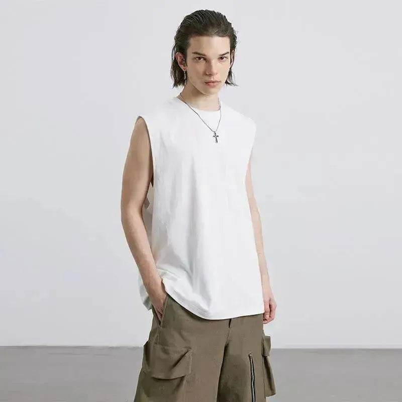 Technology Quick-drying Breathable Round Neck Solid Color Basic Loose Underwaist Tank Neutral