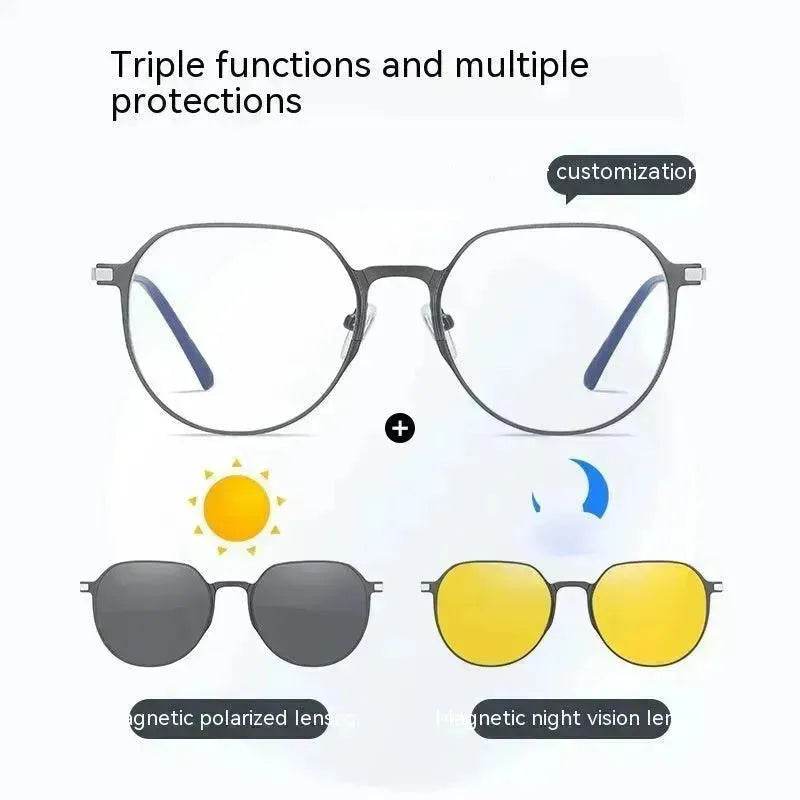 Three-in-One Polarized Sunglasses with Magnetic Suction