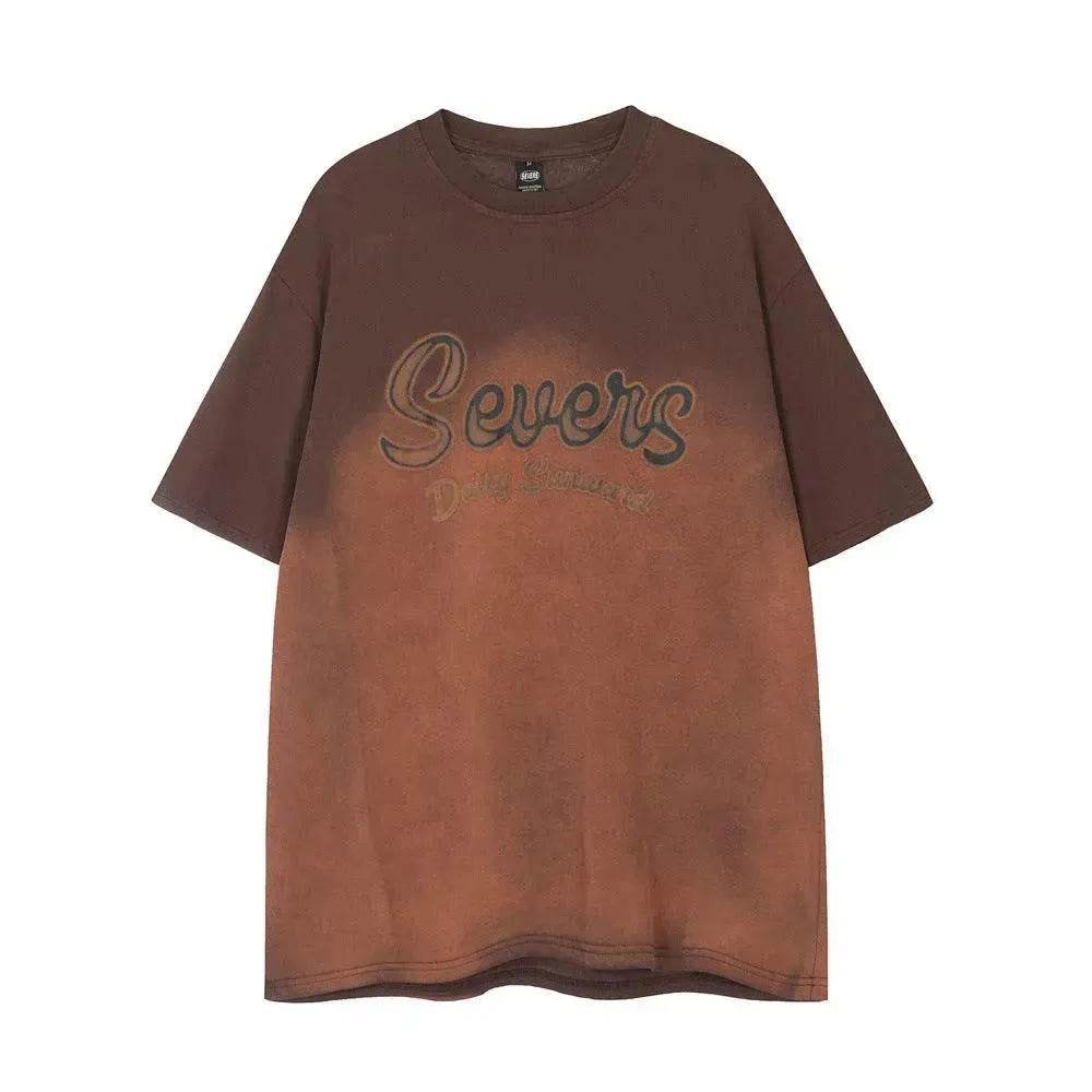 Tie-dye Gradient Short-sleeved T-shirt Idle Style