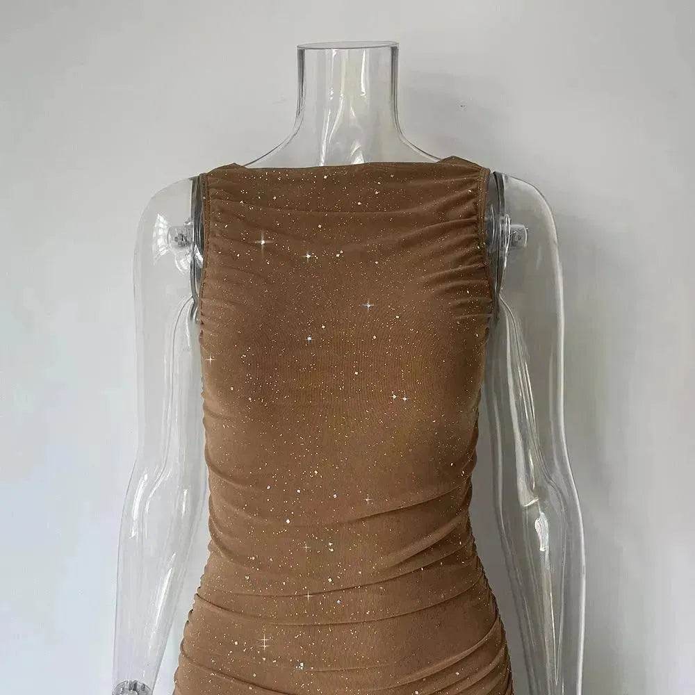 Tight Side Slit Pleated Party Party Dress Women