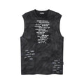 Vintage Batik Ink Letter Printing Tank Top Vest