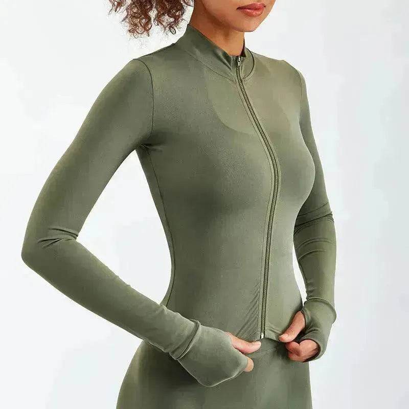 Women Yoga Zipper Long-sleeved Gym Exercise Fitness Suit