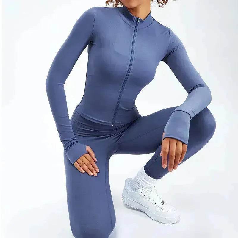 Women Yoga Zipper Long-sleeved Gym Exercise Fitness Suit